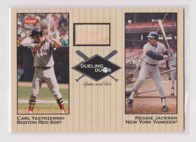 2002 FLEER GREATS GAME DUELING DUOS REGGIE JACKSON BAT CARL YASTRZEMSKI 