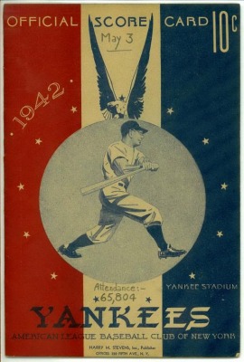 1942 NY Yankees Official Scorecard - a double header held on May 3rd vs. the Chicago White Sox