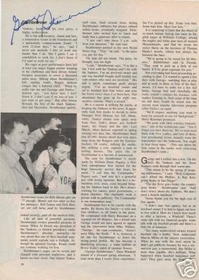 George Steinbrenner Yankees signed full black and white 8"x10" magazine page!