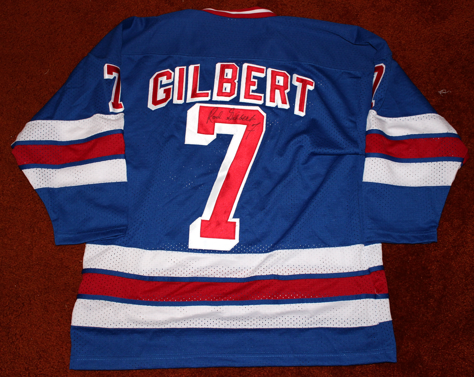 Rod Gilbert Framed Autographed Rangers Game Jersey Set With COA